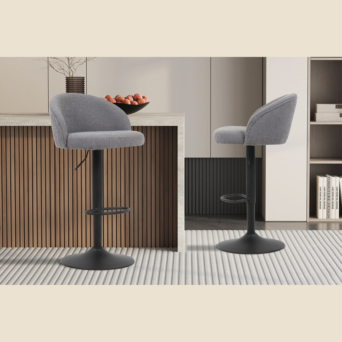 Tabouret de bar Arda — Bouclé
