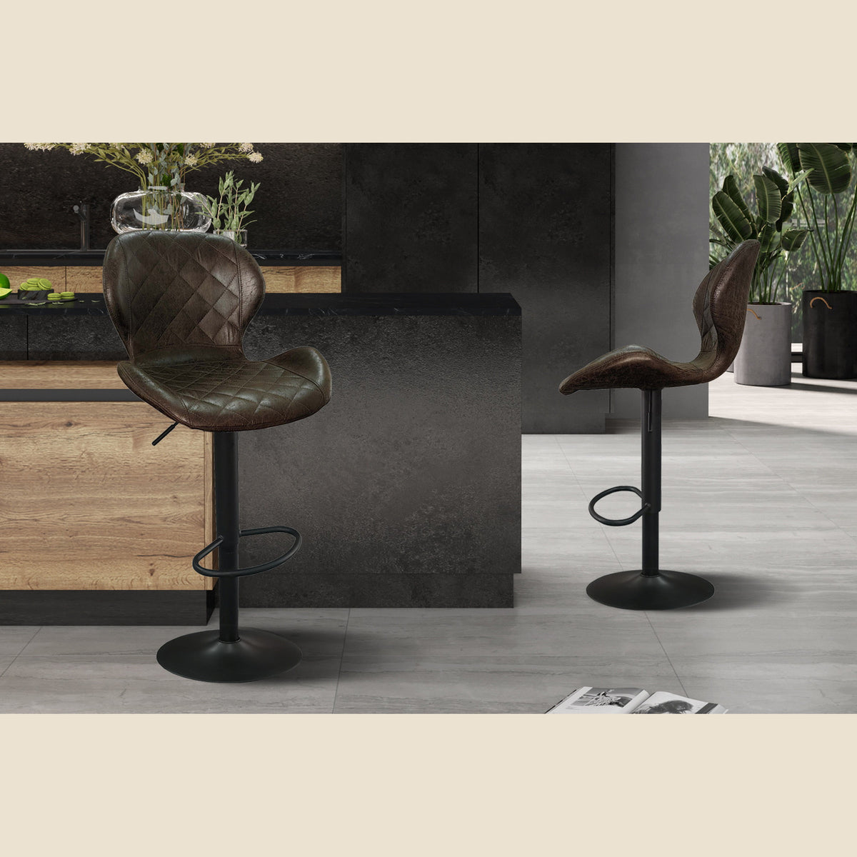Tabouret de bar Malaga — PU capitonné