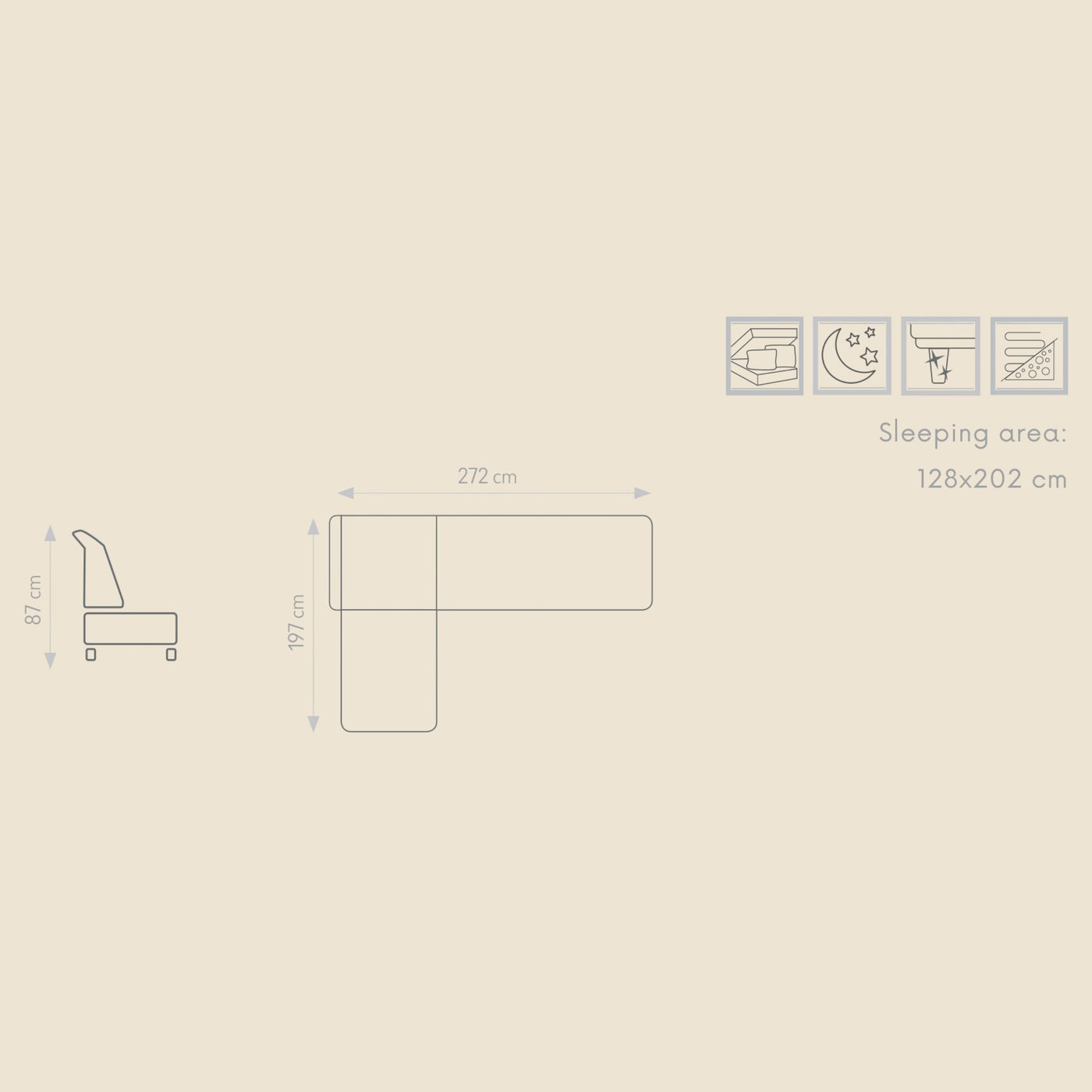 Canapé d'angle convertible Caro — Gris taupe