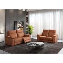 Ensemble canapé Mirabel tissu Cognac — 3 places relax et 2 places fixe vus de face