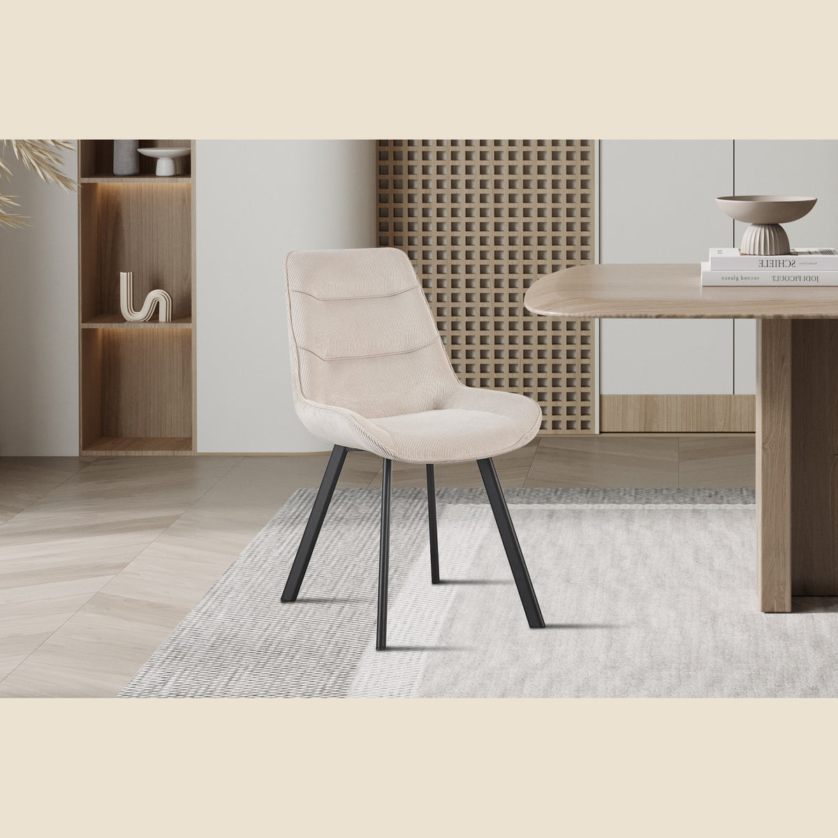 Chaise Amelie — Velours côtelé sable