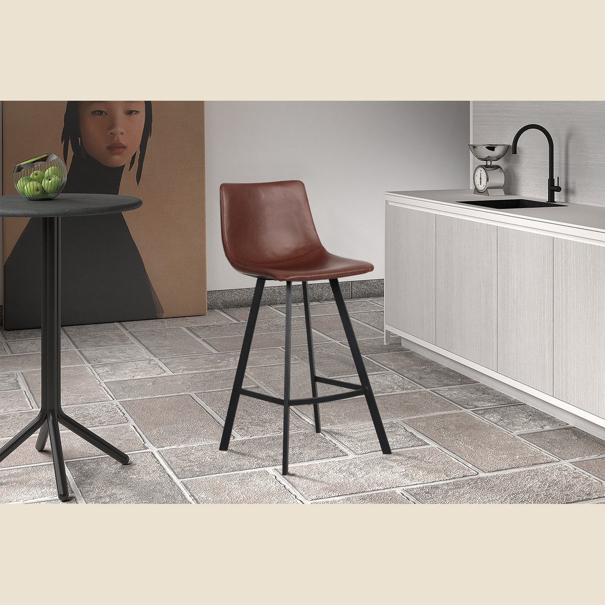 Chaise de comptoir Ozan — Simili cuir