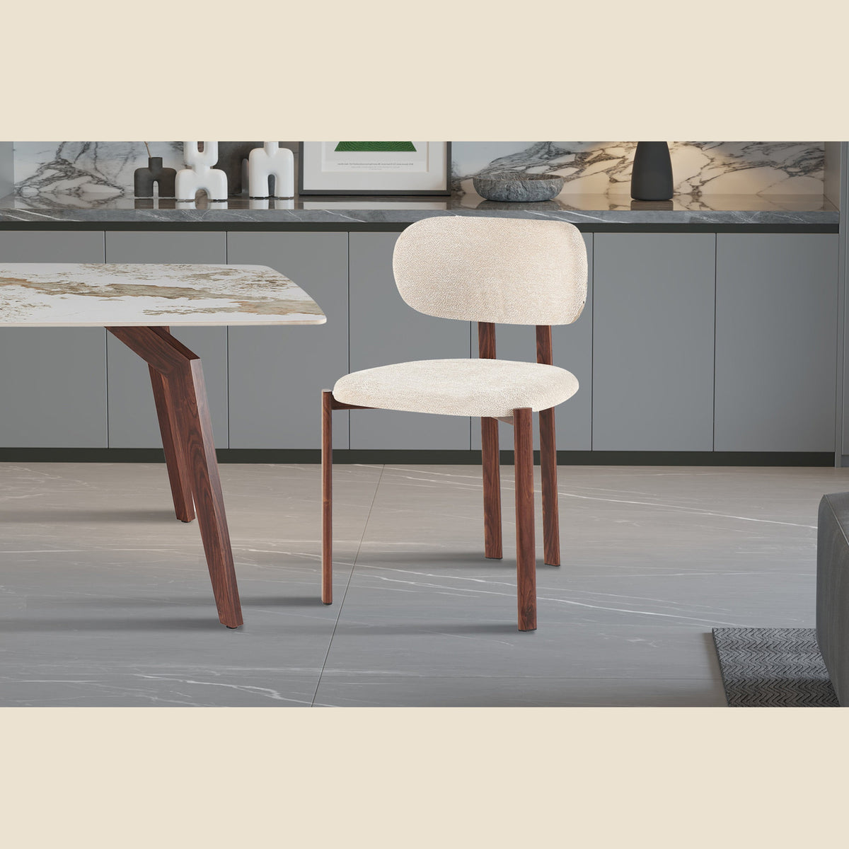 Chaise Jade — Noyer et tissu