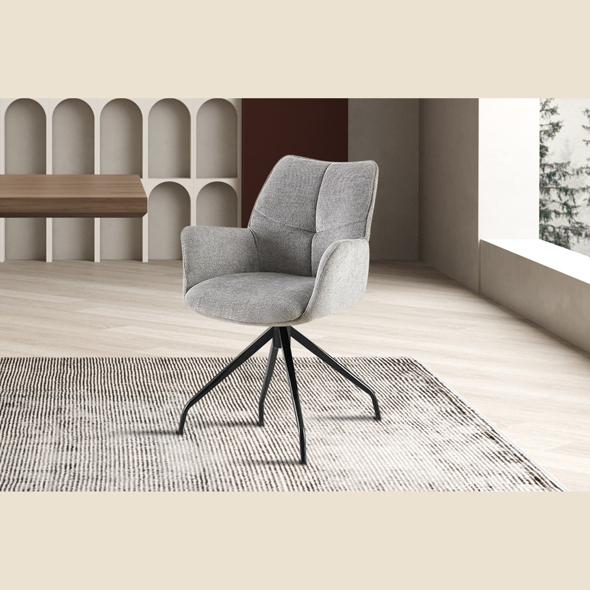 Chaise Lamor — Pivotante, tissu gris
