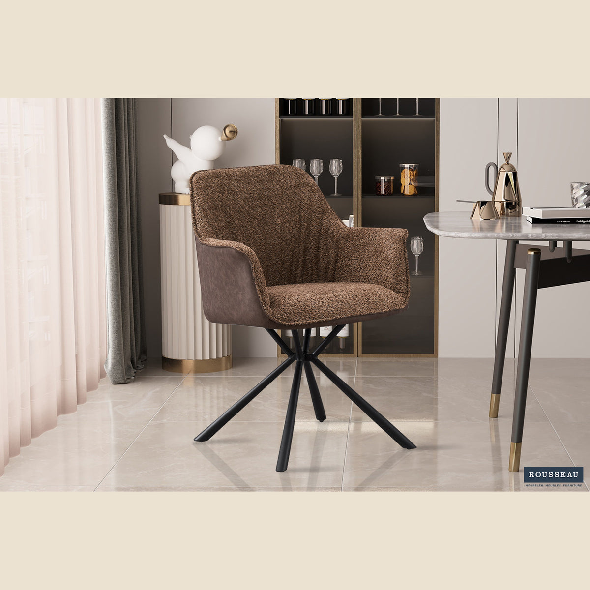 Chaise Lucie — Bouclé et simili