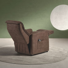 Fauteuil relax Levi en tissu brun foncé, vue de dos