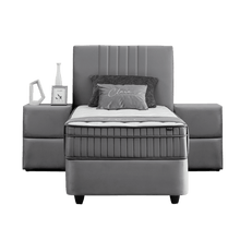 Lit Clara Gris — Boxspring velours à coffres