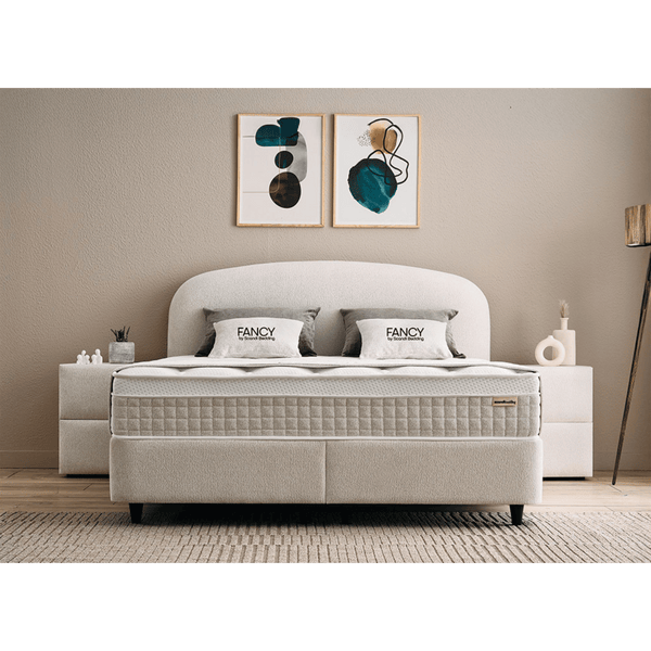 Lit Fancy — Boxspring velours à tête galbée