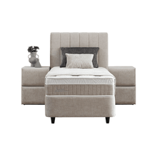 Lit Lucia — Boxspring velours à coffres de rangement