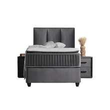 Lit Nora — Boxspring velours à coffres