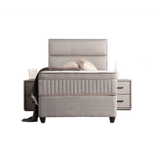 Lit Suna — Boxspring tissu à coffres de rangement