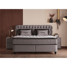 Lit Sydney Gris — Boxspring Chesterfield à coffres