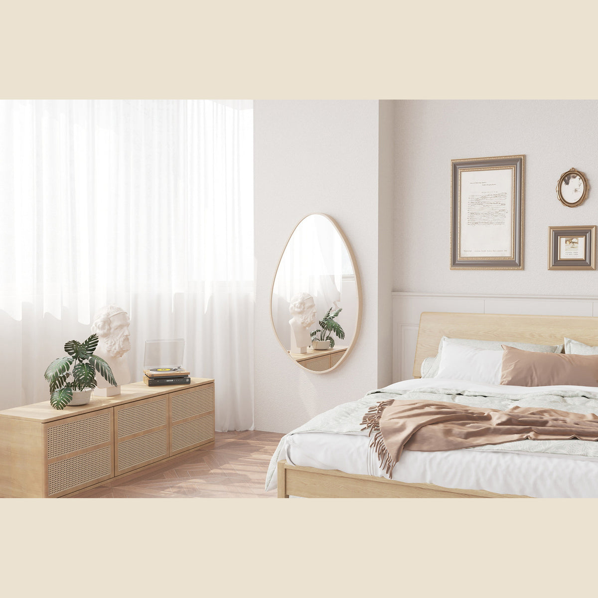 Miroir Romi — Forme galet, chêne vieilli