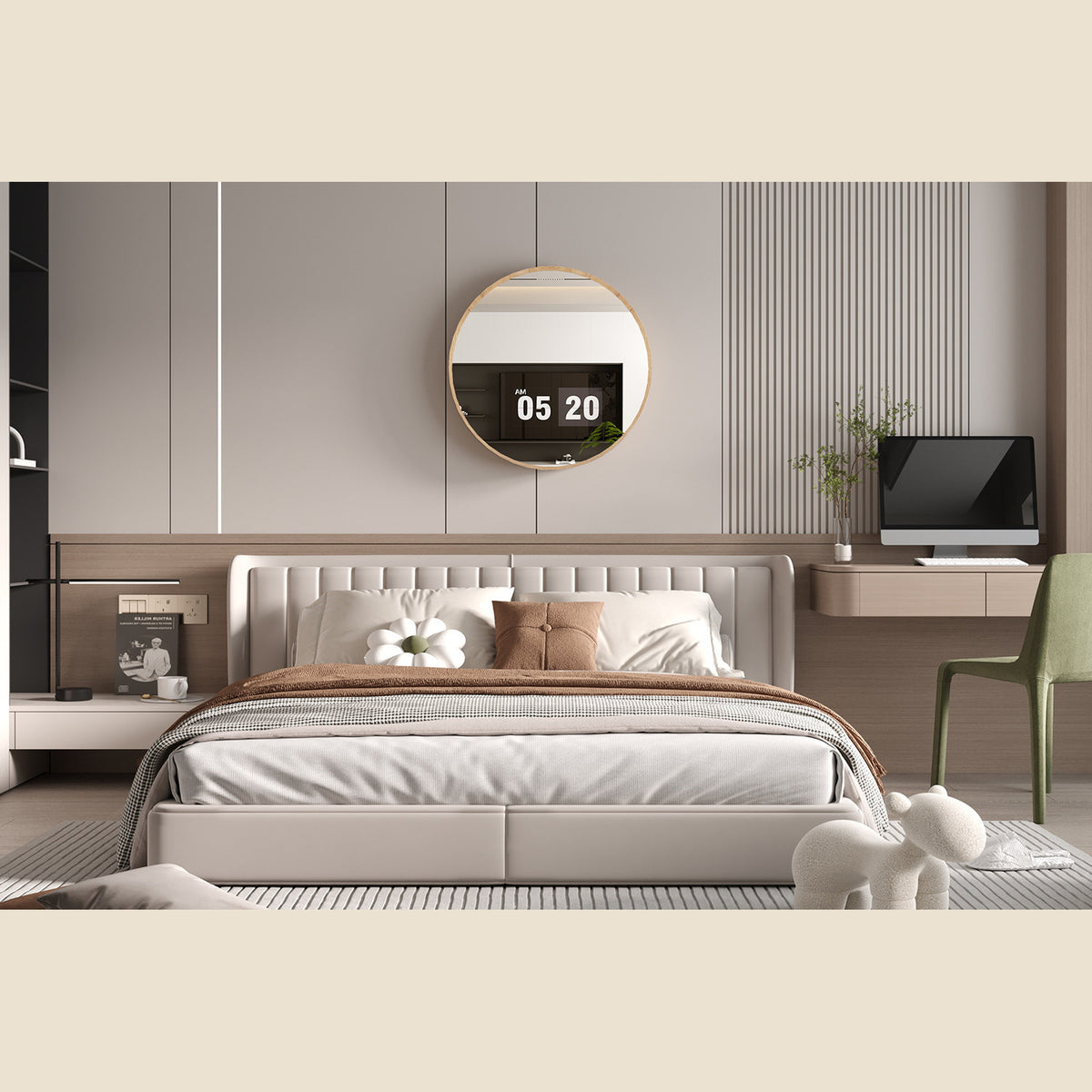 Miroir Roxy — Rond, chêne vieilli