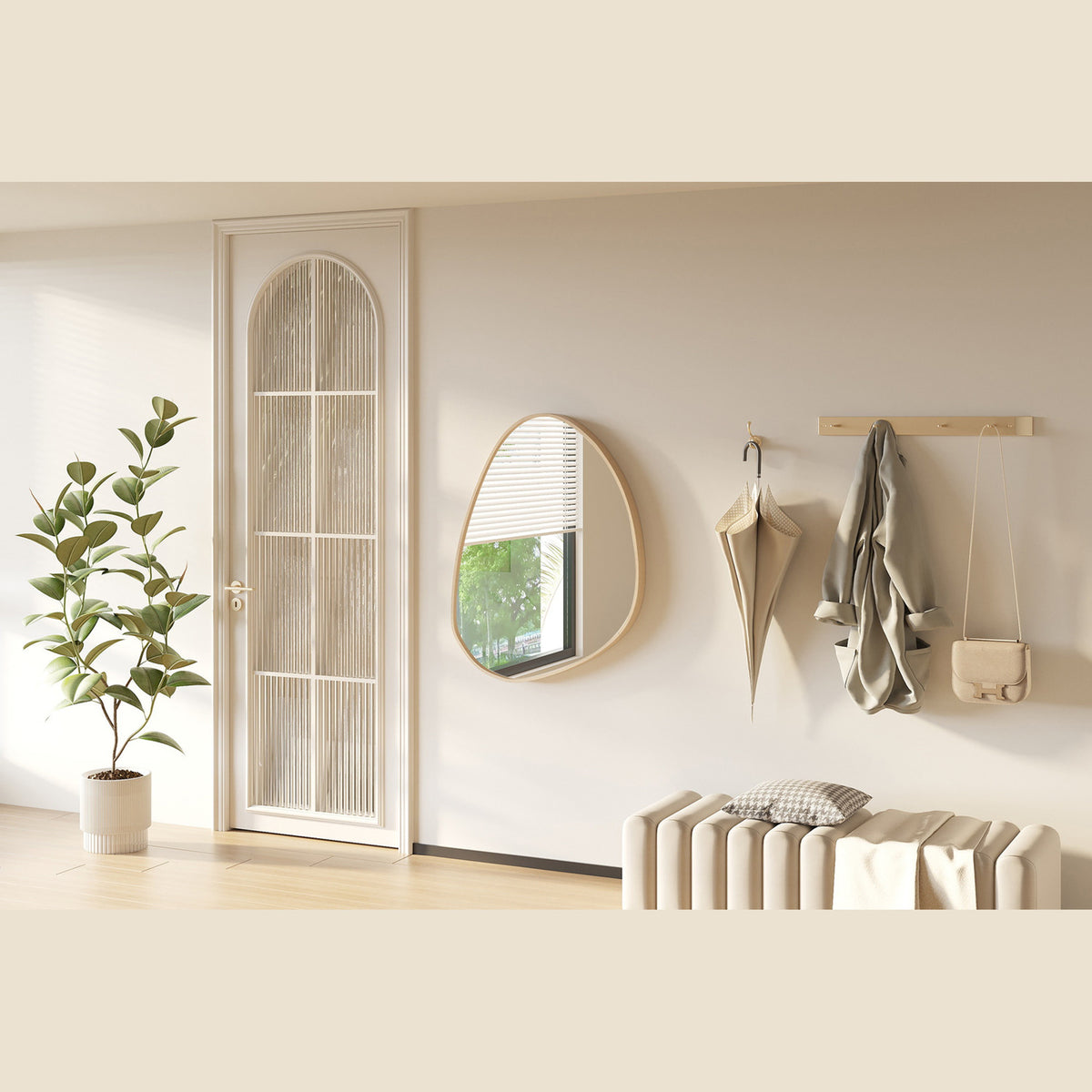 Miroir Roza — Forme organique, chêne vieilli