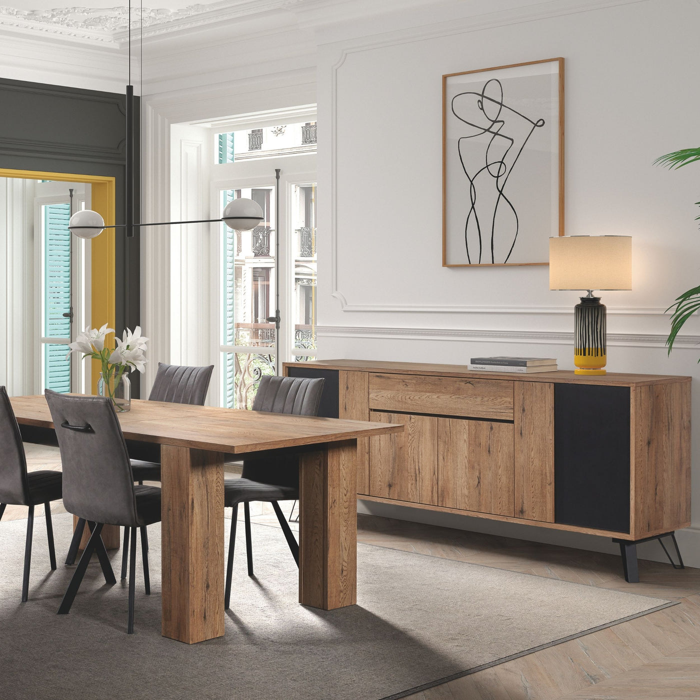 Salle à manger Phenix — SCARLET OAK / BLACK