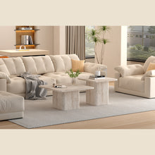 Set de 2 tables basses Bobby — Décor travertin beige