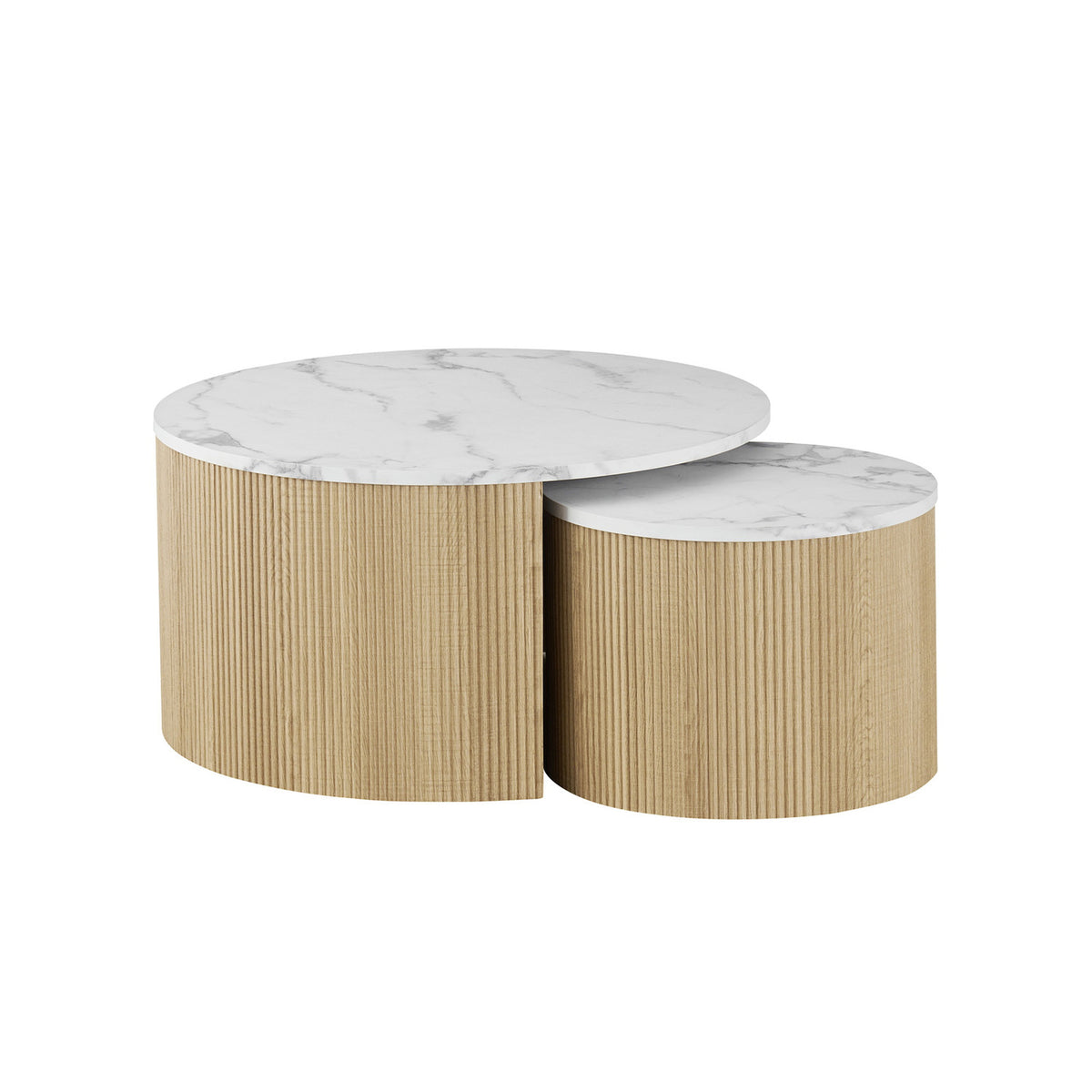 Set de 2 tables basses Rowan — Décor marbre beige