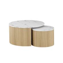 Set de 2 tables basses Rowan — Décor marbre beige