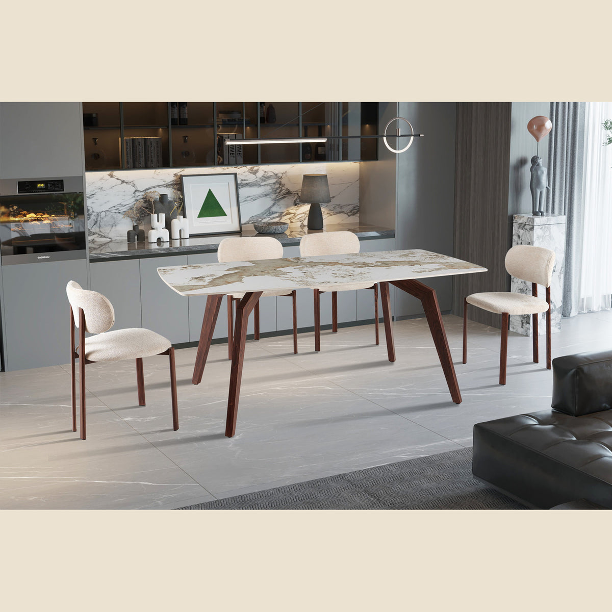 Table Alma — Pierre brillante Pandora beige