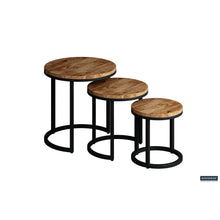 Table d'appoint Plano — Set de 3, bois de manguier
