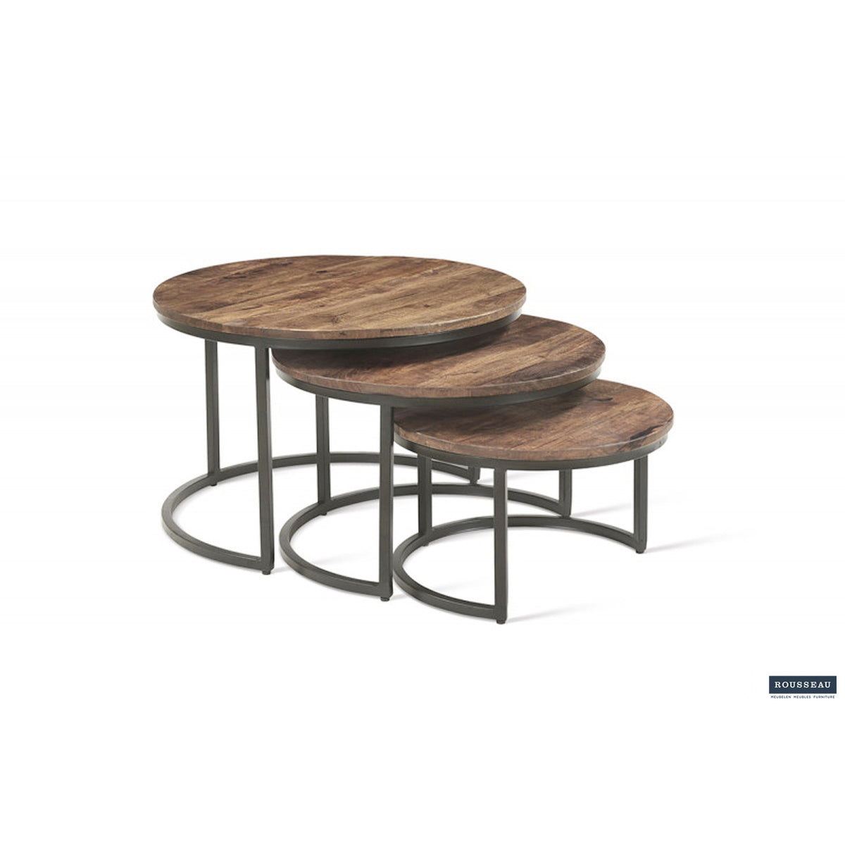 Tables basses Arnod — Set de 3, bois de manguier