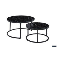 Tables basses gigognes Boston — Verre décor marbre
