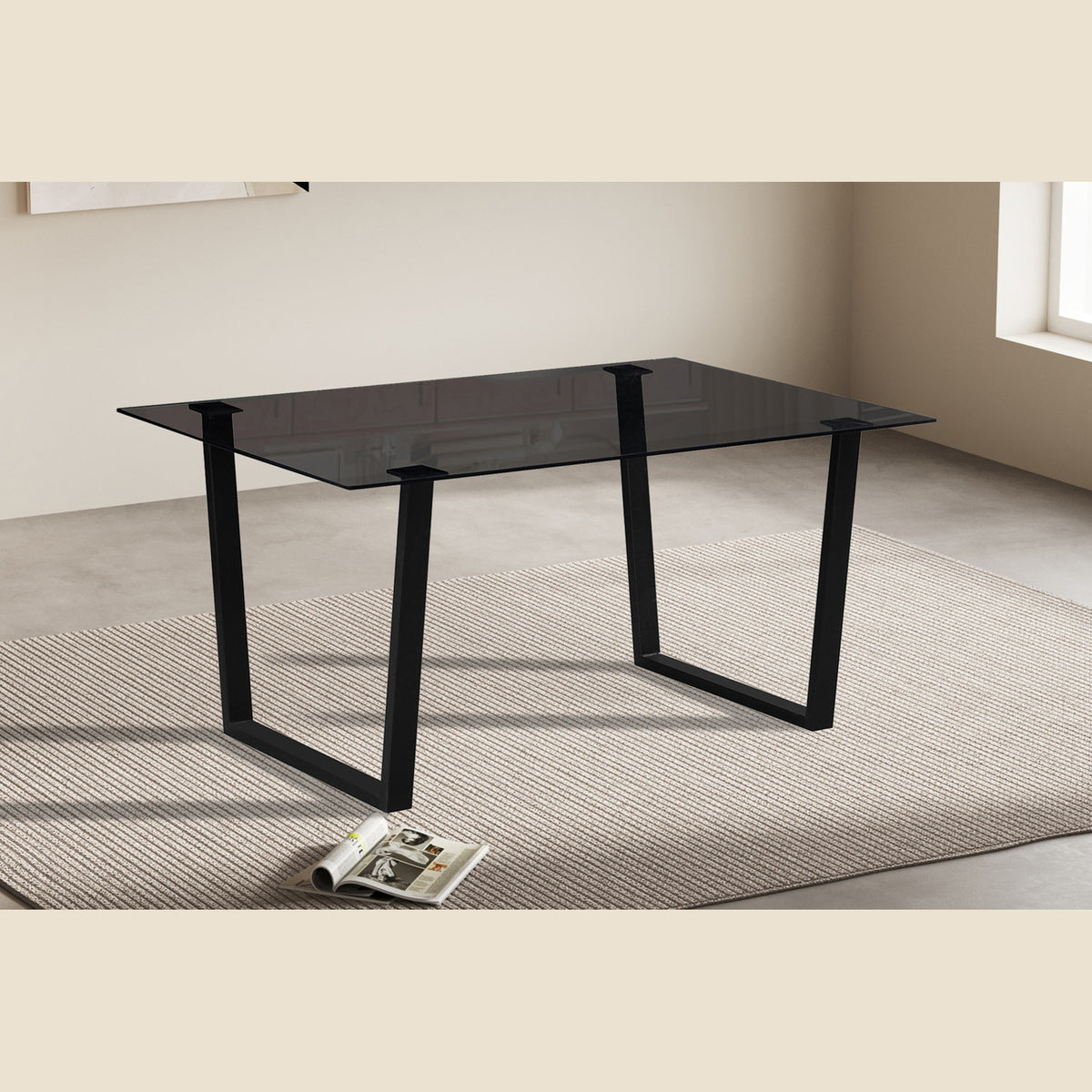 Table Boaz — Verre fumé, 150 cm