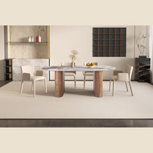 Table Evora — Pierre brillante, pied colonne