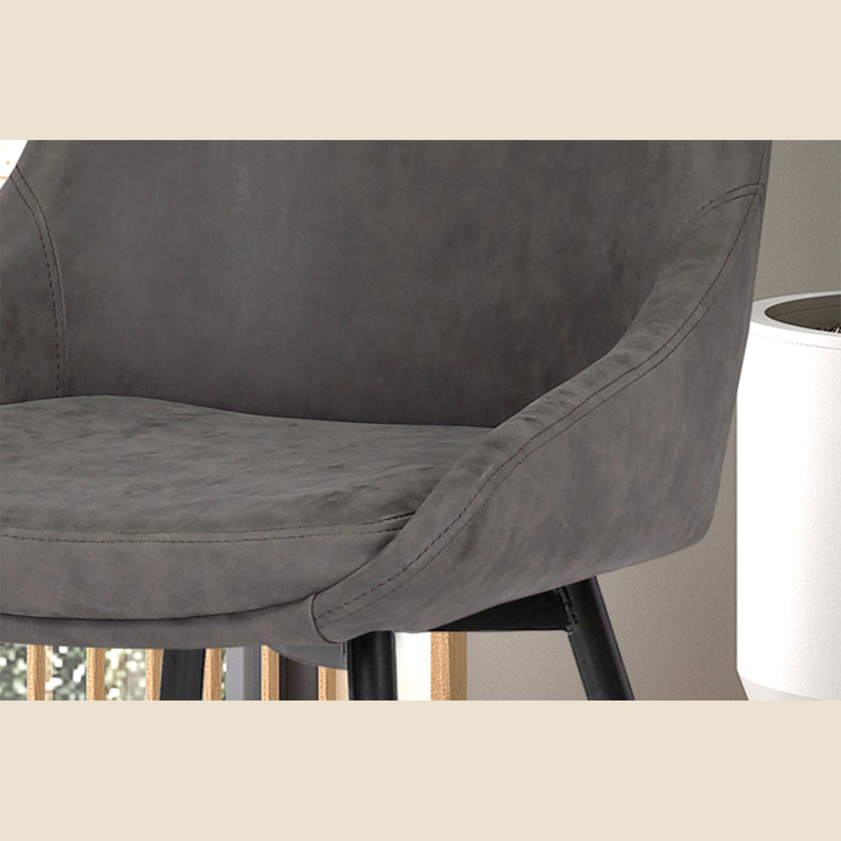Chaise Mirano — Simili cuir gris clair