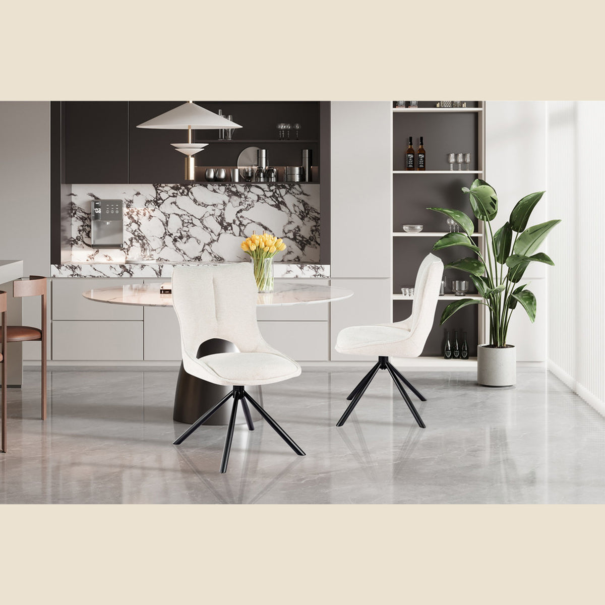 Chaise Mori — Tissu, pivotante