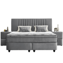 Lit Clara Gris — Boxspring velours à coffres