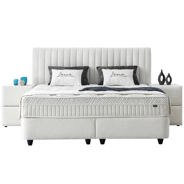 Lit Laura — Boxspring velours à coffre de rangement