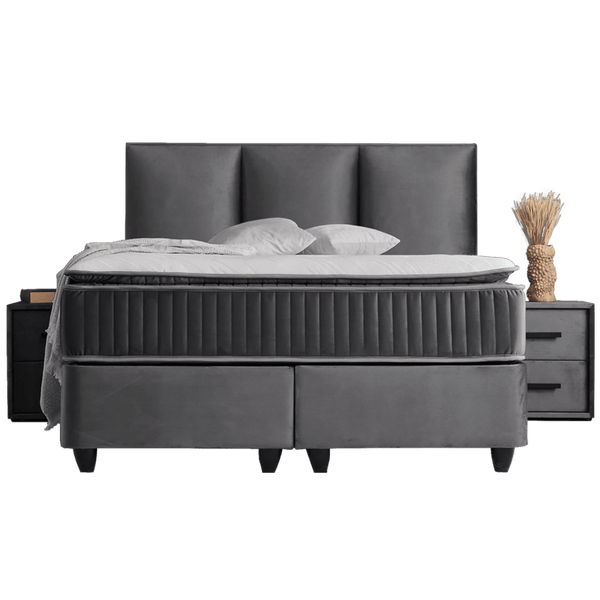 Lit Nora — Boxspring velours à coffres