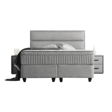 Lit Suna — Boxspring tissu à coffres de rangement