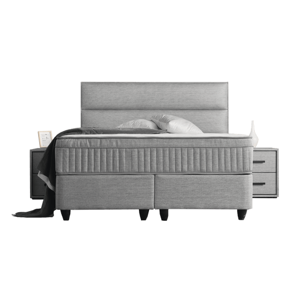 Lit Suna — Boxspring tissu à coffres de rangement