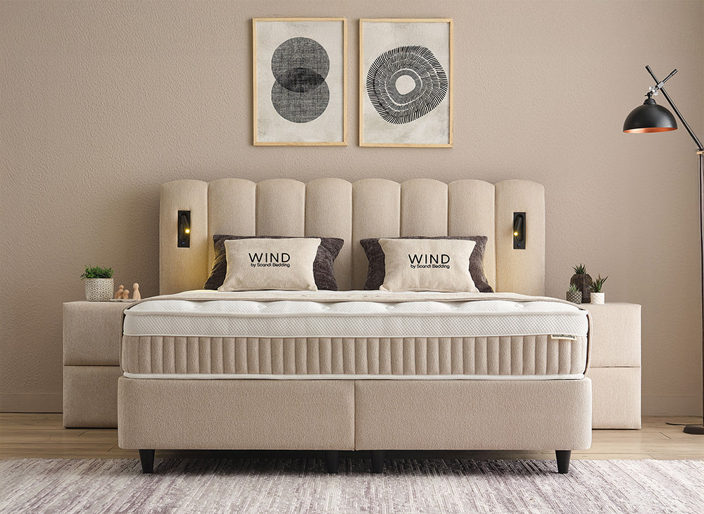 Lit Wind — Boxspring scandinave à coffres de rangement
