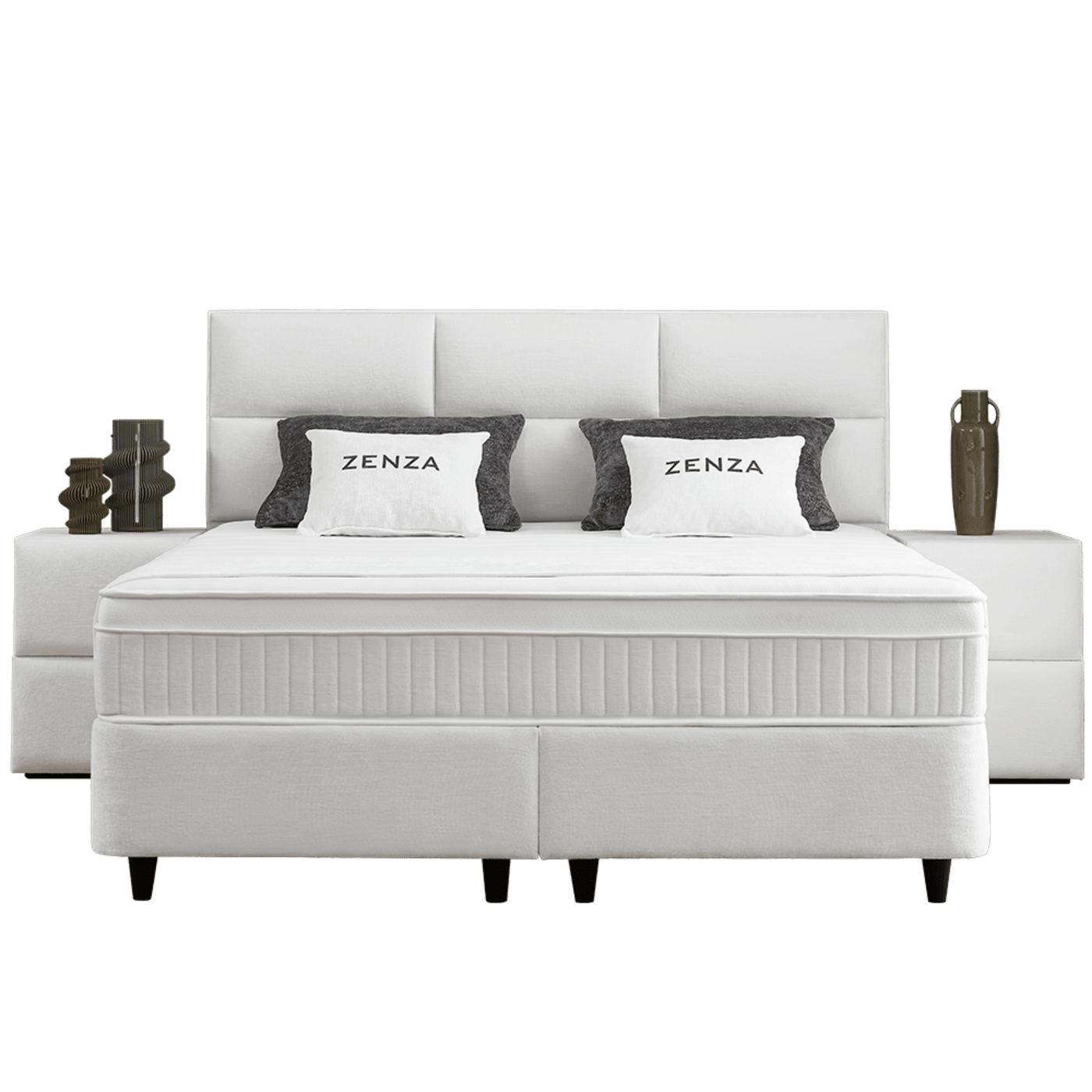 Lit Zenza — Boxspring velours à coffres