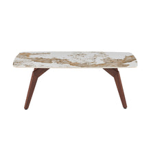 Table basse Alma 120 cm — Brillant beige, pied noyer