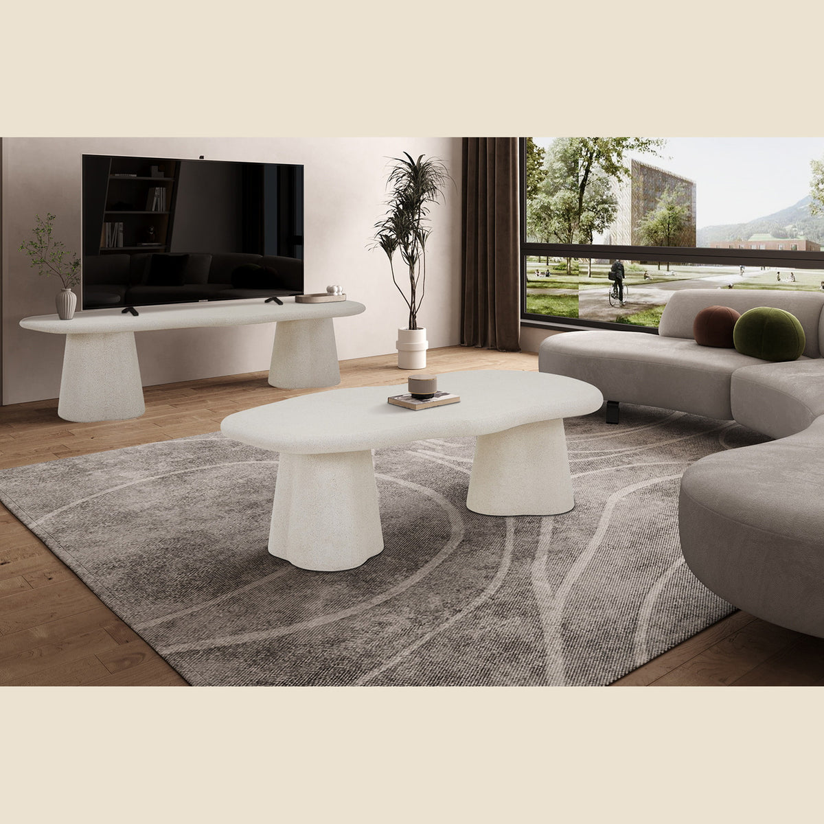 Table basse Faro — 130 cm, forme organique