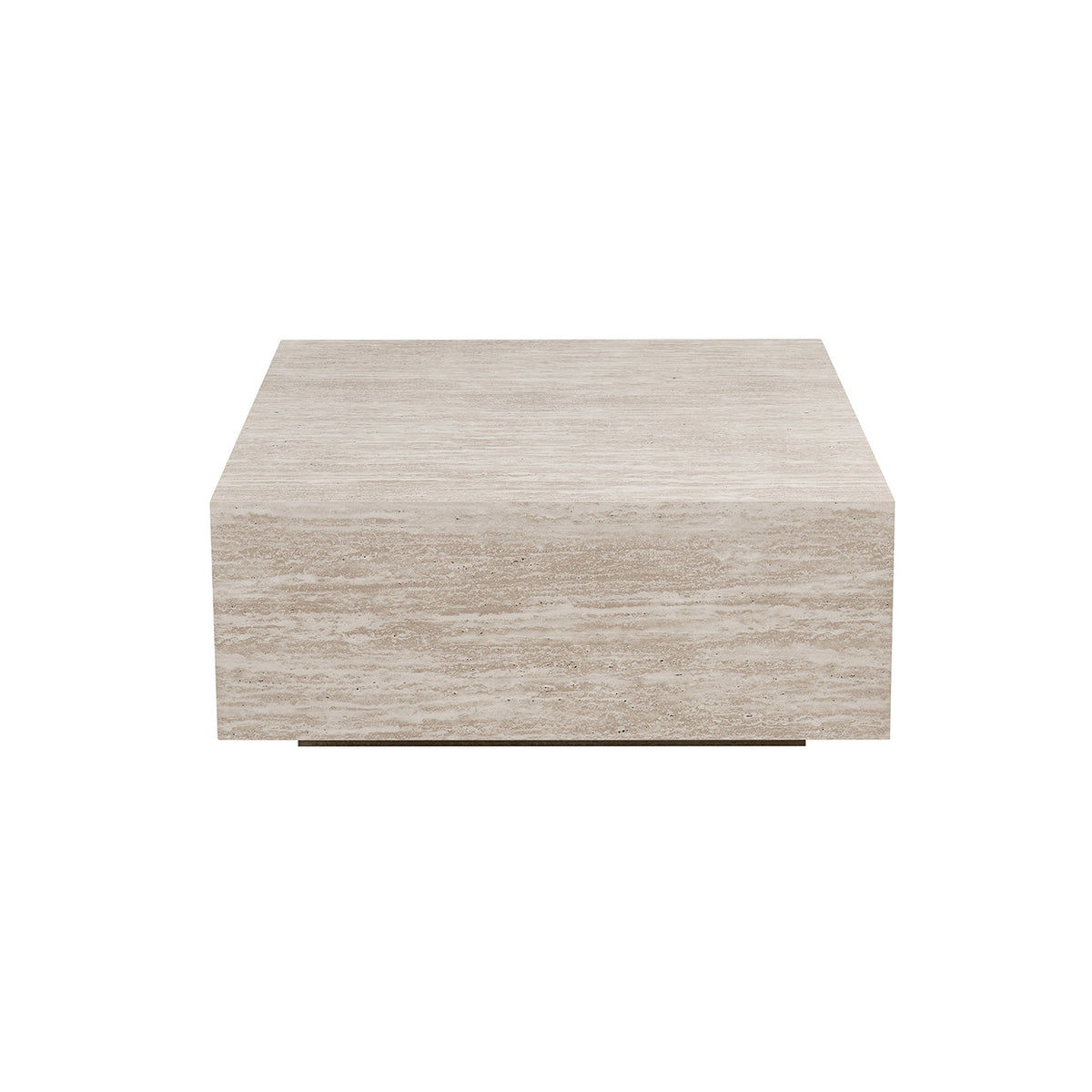 Table basse Jane — Bloc décor travertin, carrée 90 cm