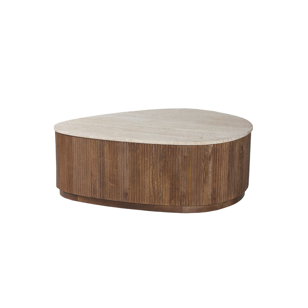 Table basse Nolan — Manguier & travertin