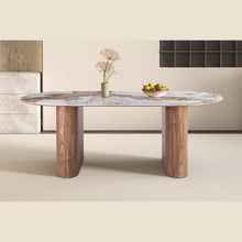 Table Evora — Pierre brillante, pied colonne