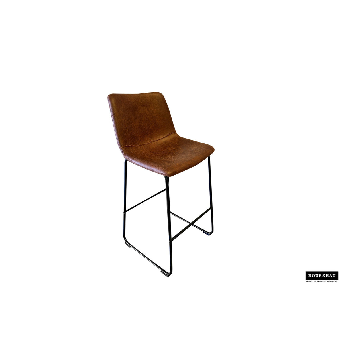 Tabouret de bar Mancia — PU cognac