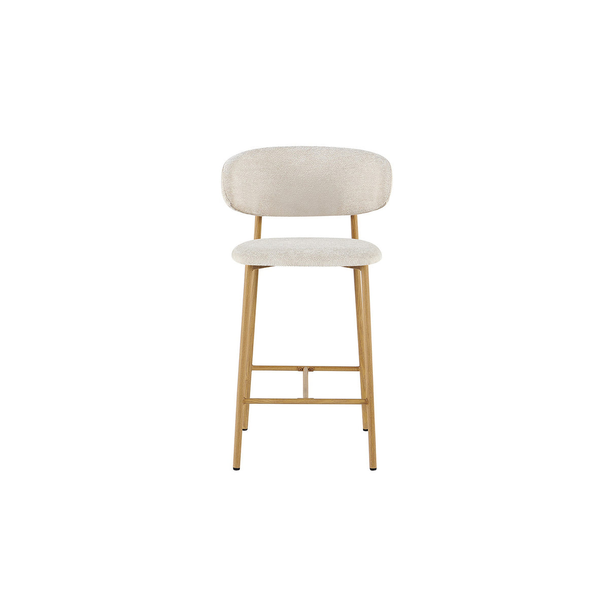 Chaise de comptoir Coco — Tissu chiné, pied naturel ou noyer