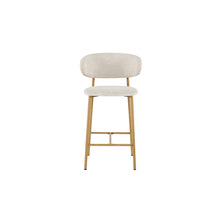 Chaise de comptoir Coco — Tissu chiné, pied naturel ou noyer