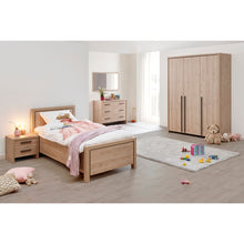 Chambre d'enfant Viola CASTELLA avec armoire 3 portes battantes, lit 90, chevet et commode