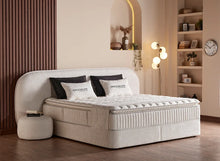 Lit Brooklyn — Boxspring bouclé à coffres de rangement