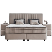 Lit Clara Beige — Boxspring velours à coffres