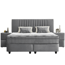 Lit Clara Gris — Boxspring velours à coffres